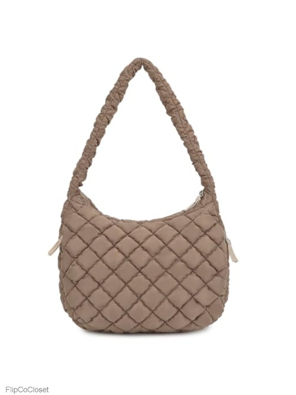 Large Quilted Puffer Tote Bag Nylon Zip Shoulder Carryall